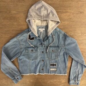 LA Kings Jean Jacket - Women's Crop‎ Hooded Denim Jacket-WEAR by Erin Andrews-XS